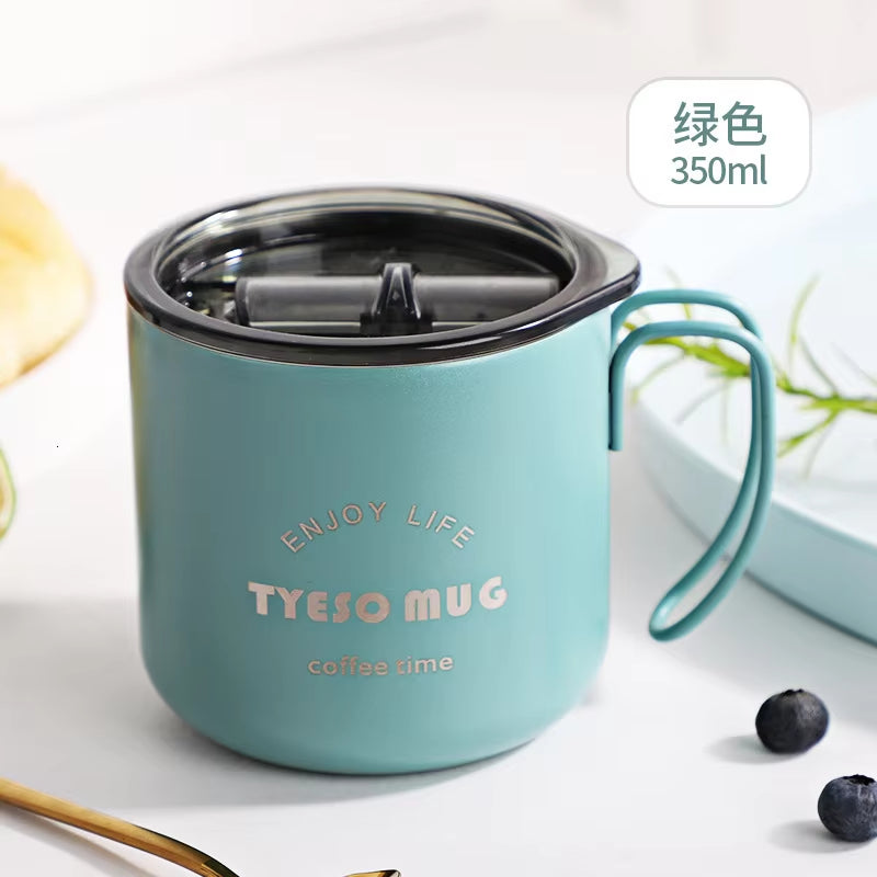 Nordic Style Metal Coffee Cup with Lid Office Workers Portable Coffe Milk Breakfast TYESO Mug Tazze Colazione Caneca Criativa