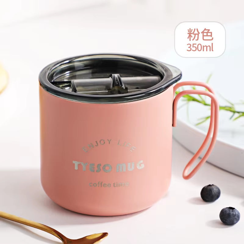 Nordic Style Metal Coffee Cup with Lid Office Workers Portable Coffe Milk Breakfast TYESO Mug Tazze Colazione Caneca Criativa