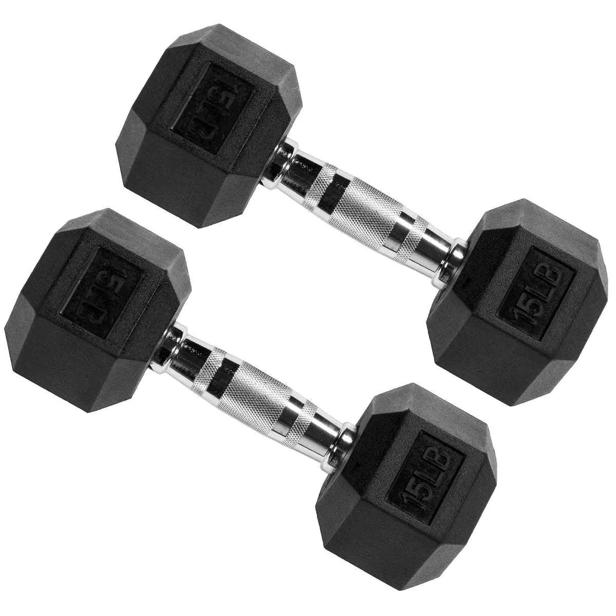 Signature Fitness Hex Dumbbells Non-Slip Free Weights Full Body Strength Training Home Gym Workout Equipment Set