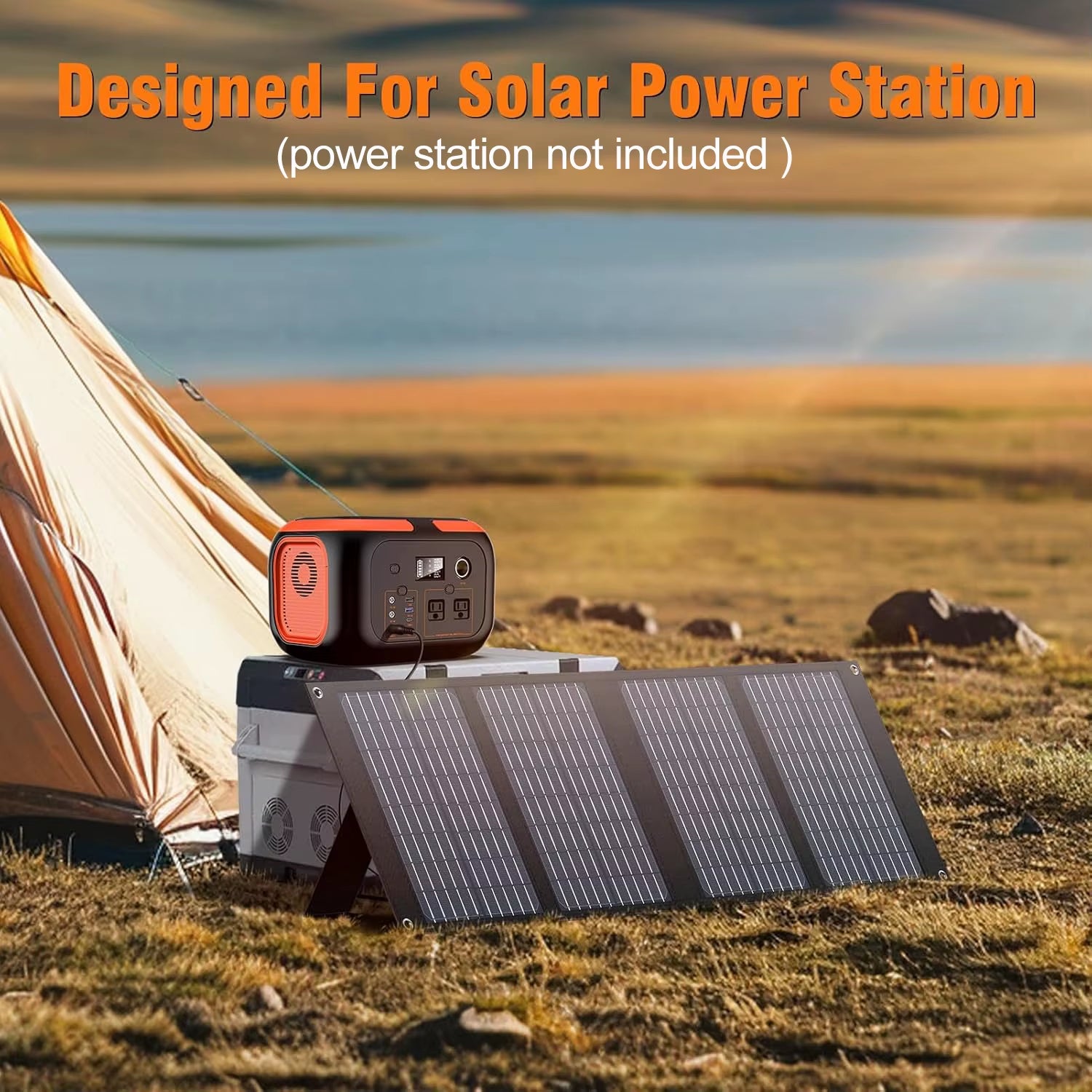 40W Portable Solar Panel Charger with DC USB C Port for Camping Road Trip Hiking Portable Power Station Power Bank Phone Tablet