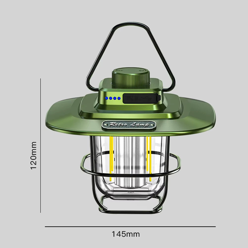 LED Camping Lamp Retro Hanging Tent Lamp Waterproof Dimmable Camping Lights Outdoor 4500Mah Battery Emergency Light Lantern