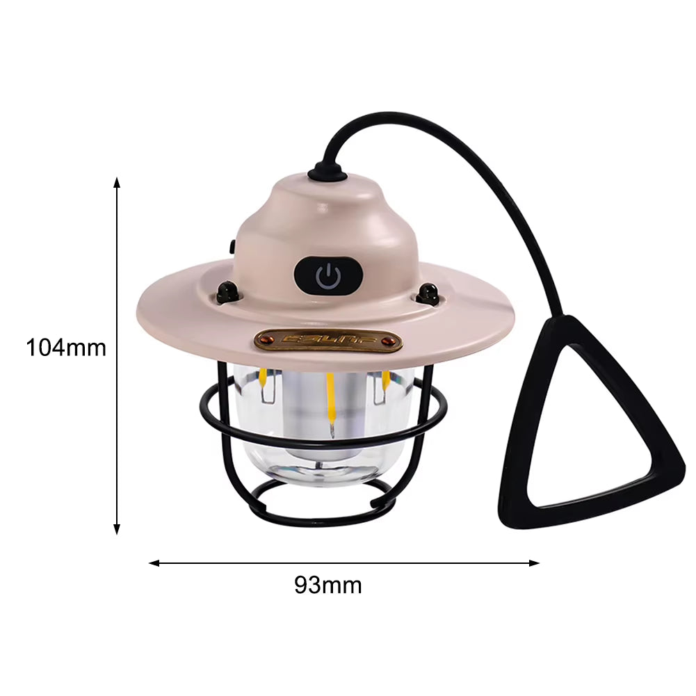 LED Camping Lamp Retro Hanging Tent Lamp Waterproof Dimmable Camping Lights Outdoor 4500Mah Battery Emergency Light Lantern