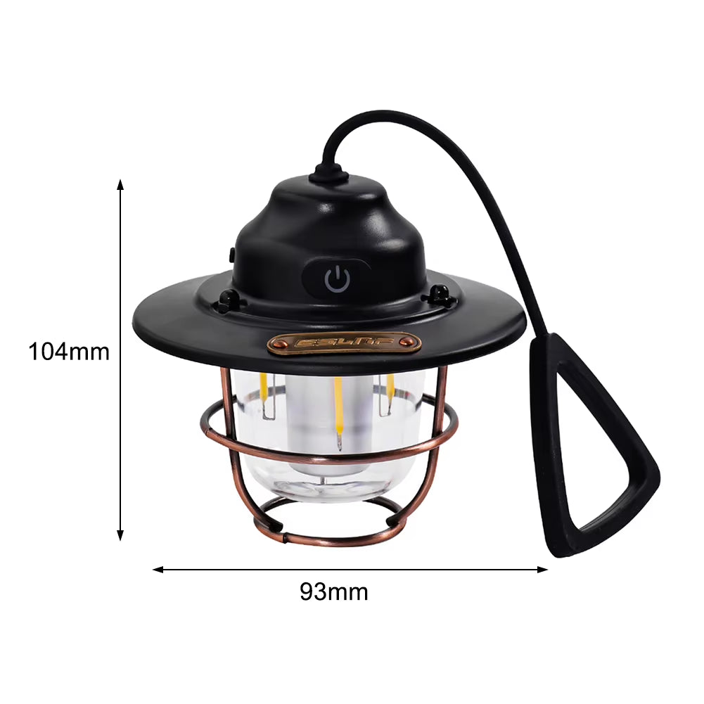 LED Camping Lamp Retro Hanging Tent Lamp Waterproof Dimmable Camping Lights Outdoor 4500Mah Battery Emergency Light Lantern