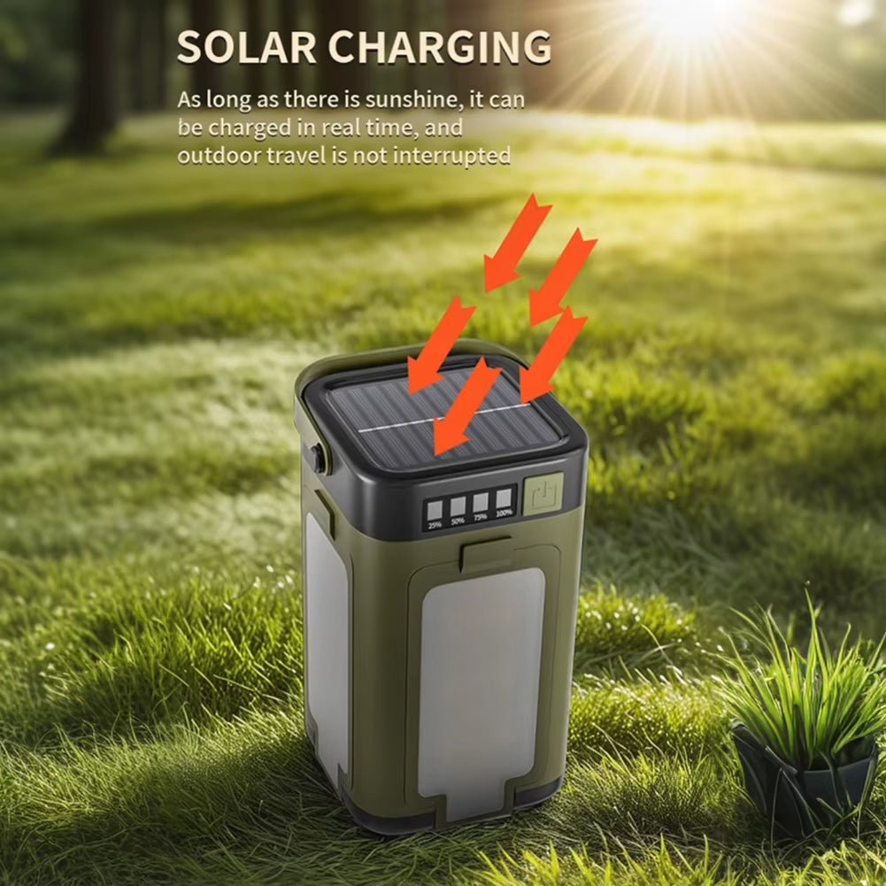Solar Outdoor Portable Camping Light Solar Charging Foldable Camping Light Power Bank Rechargeable Lantern for Camping Hiking