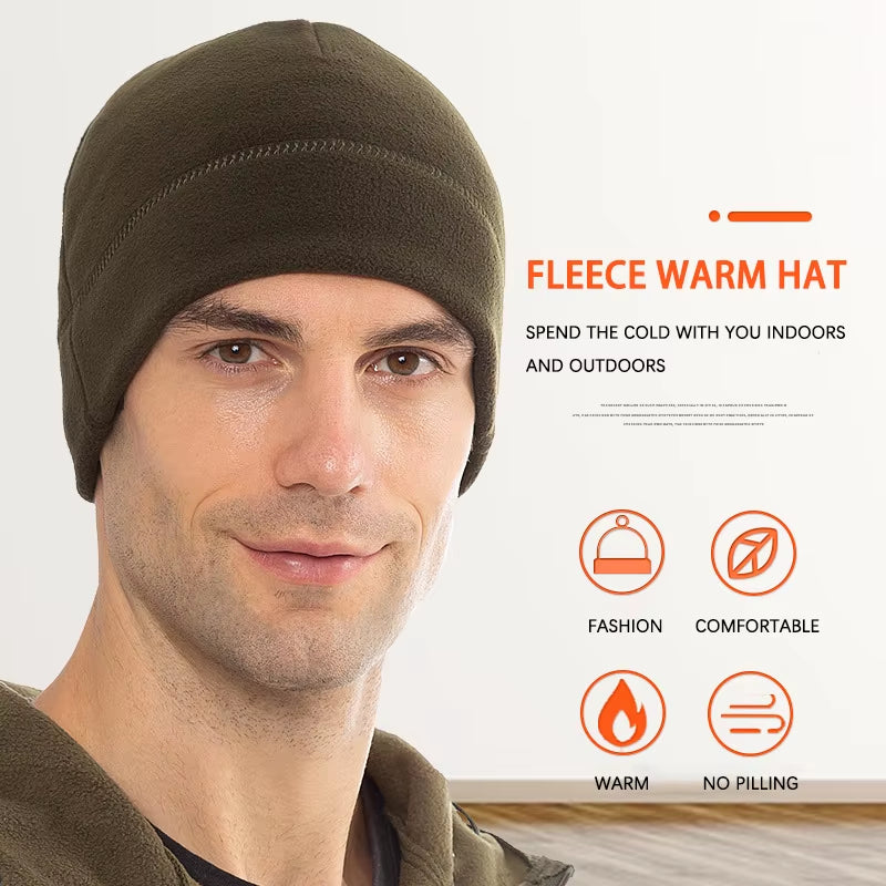 Warm Hat Winter Soft Men Beanie Ski Cycling Skin-Friendly Tactical Anti-Static Hiking Thermal Fleece Running Windproof Cap