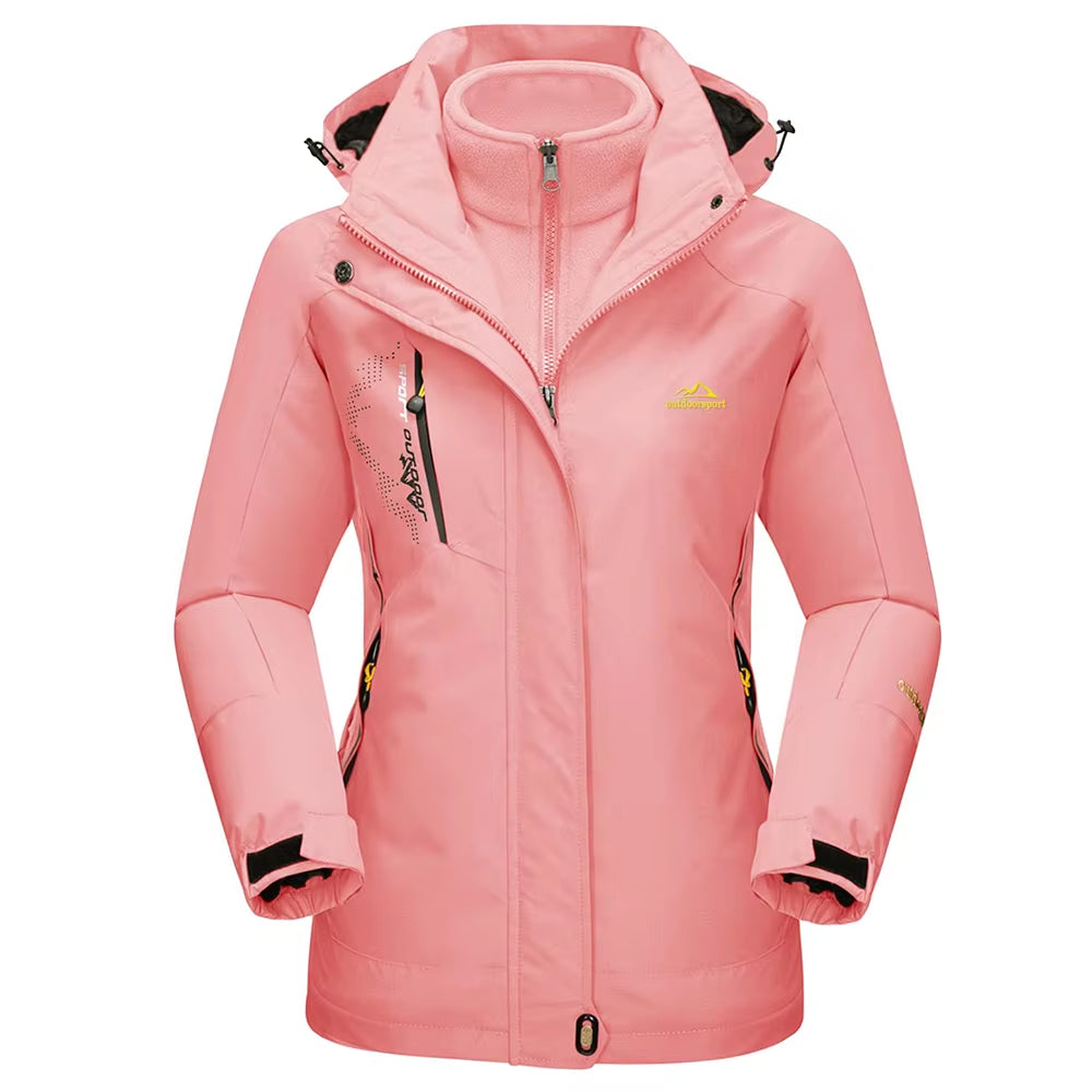 3 in 1 Winter Fleece Jacket Womens Waterproof Ski Snowboard Jackets Work Rain Coat Outdoor Windbreaker Female Parka