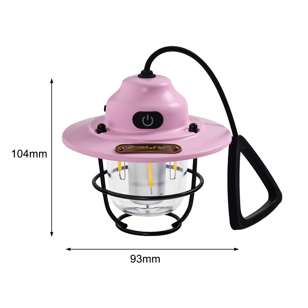 LED Camping Lamp Retro Hanging Tent Lamp Waterproof Dimmable Camping Lights Outdoor 4500Mah Battery Emergency Light Lantern