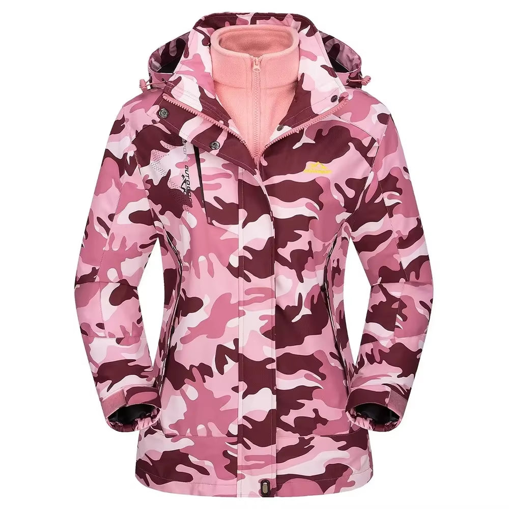 3 in 1 Winter Fleece Jacket Womens Waterproof Ski Snowboard Jackets Work Rain Coat Outdoor Windbreaker Female Parka