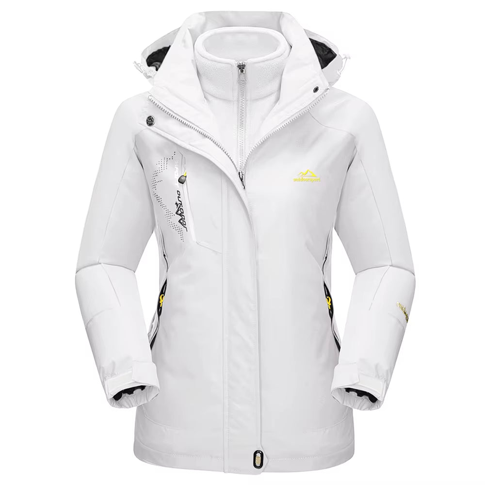 3 in 1 Winter Fleece Jacket Womens Waterproof Ski Snowboard Jackets Work Rain Coat Outdoor Windbreaker Female Parka