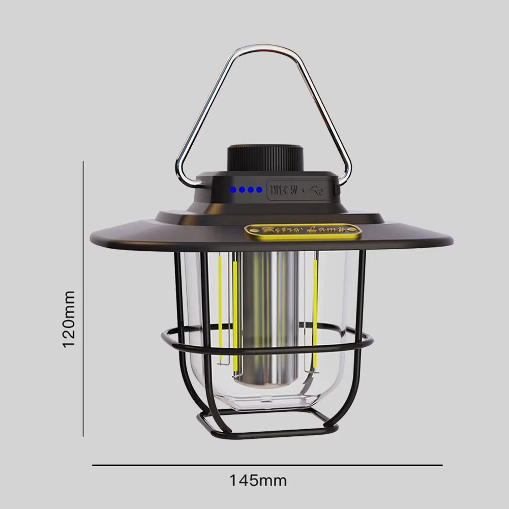 LED Camping Lamp Retro Hanging Tent Lamp Waterproof Dimmable Camping Lights Outdoor 4500Mah Battery Emergency Light Lantern