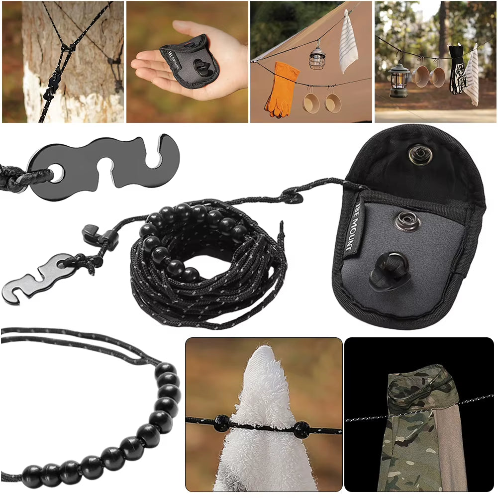 3 M Camping Stretch Clothesline Adjustable Clothes Line Travel Stretchy Clothesline Sock Line Portable Travel Clothesline Cord