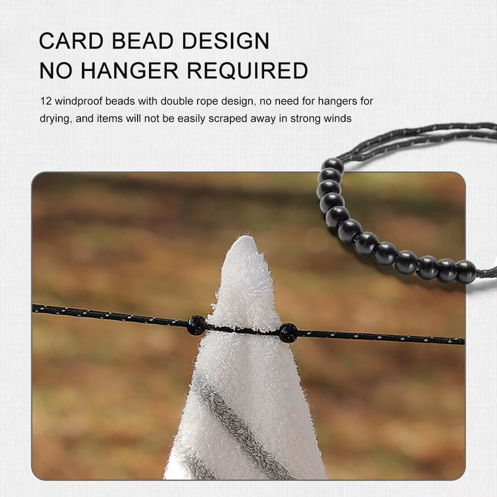 3 M Camping Stretch Clothesline Adjustable Clothes Line Travel Stretchy Clothesline Sock Line Portable Travel Clothesline Cord