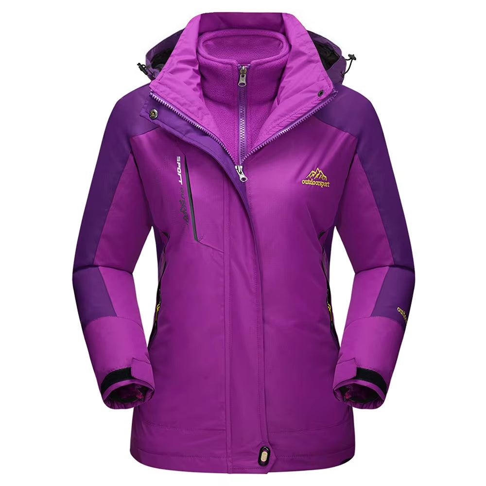 3 in 1 Winter Fleece Jacket Womens Waterproof Ski Snowboard Jackets Work Rain Coat Outdoor Windbreaker Female Parka