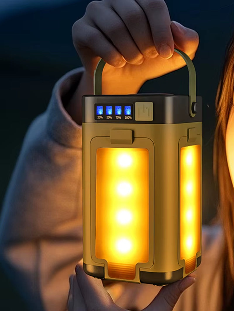 Solar Outdoor Portable Camping Light Solar Charging Foldable Camping Light Power Bank Rechargeable Lantern for Camping Hiking